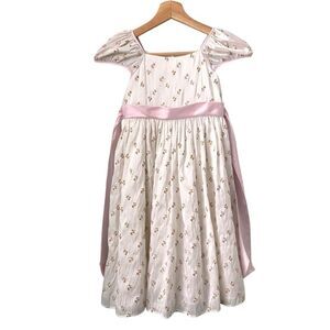 Vintage Perfectly Dressed Floral Pink and White Dress in Size Kids 6X